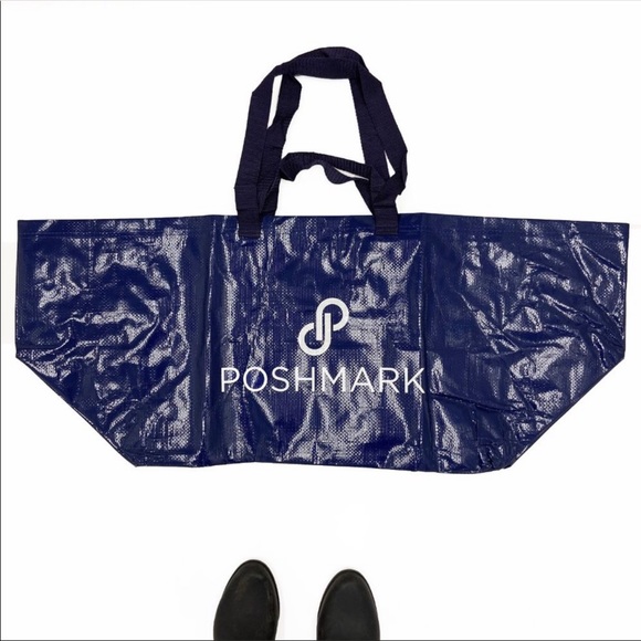 Oversized Double Handle Tote blue and white Poshfixings New - Picture 7 of 13